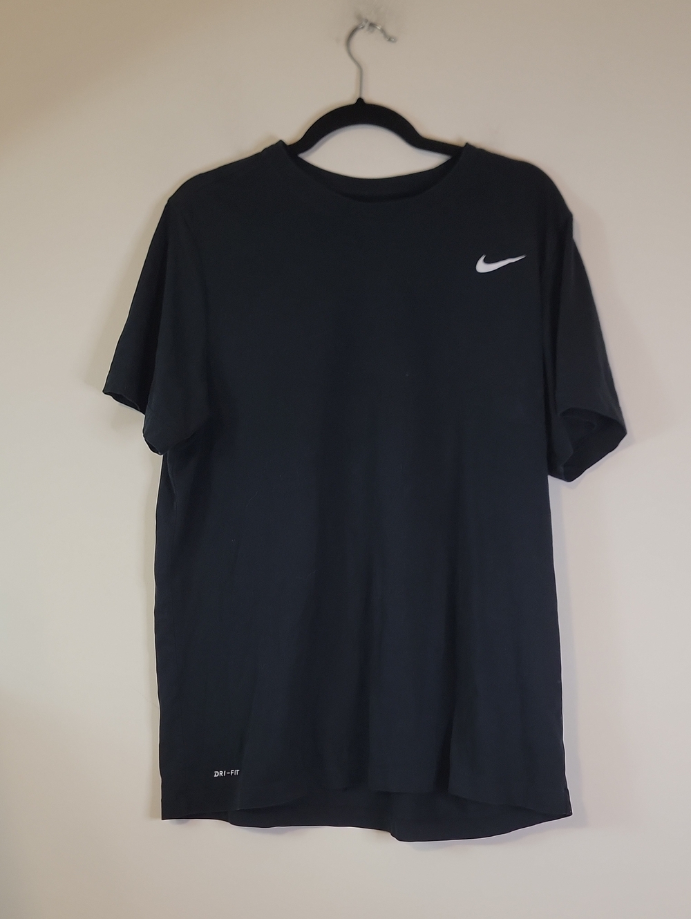 Nike Black Short Sleeve Performance Tee with White Swoosh